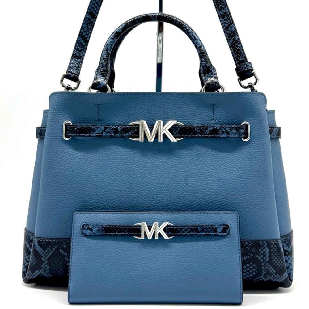 Michael Kors Large Reed Satchel Crossbody Bag & Matching Snap Wallet Denim